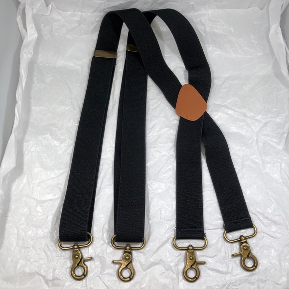 MEN’S ELASTIC / ADJUSTABLE BLACK SUSPENDERS with CLIPS - Picture 1 of 7